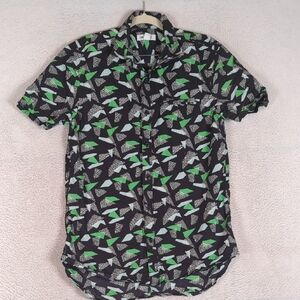 The Rail Men's Black And Green Patterned Skate Button Down‎ Shirt Size S